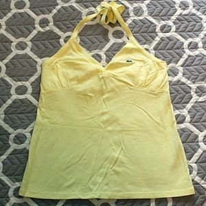 EUC Lacoste vneck halter top, yellow sz. 40